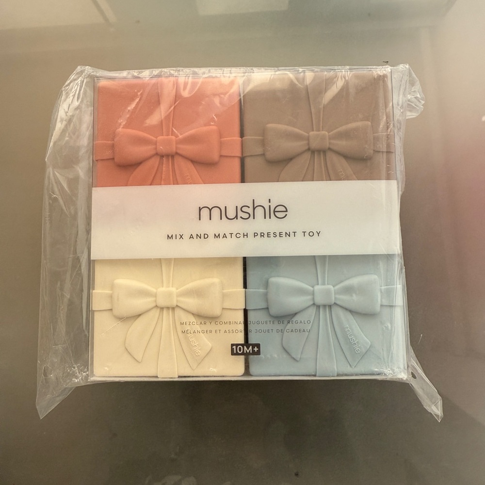 Mushie Baby Mix and Match Toy - Peach, Taupe, Cream, Light Blue